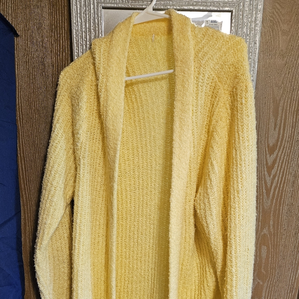 Cozy Open-Front Yellow Women's Sweater Cardigan